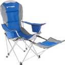 Wakeman Outdoors Camping Chair with Footrest - 300lb Capacity Recliner with Cup Holder and Cooler Pouch - Foldable Chair for Tailgating