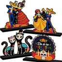 Dia De Los Muertos Tabletop Centerpiece Signs Day of The Dead Wooden Table Sign Mexican Dia De Los Muertos Decorations for Altar Ofrenda