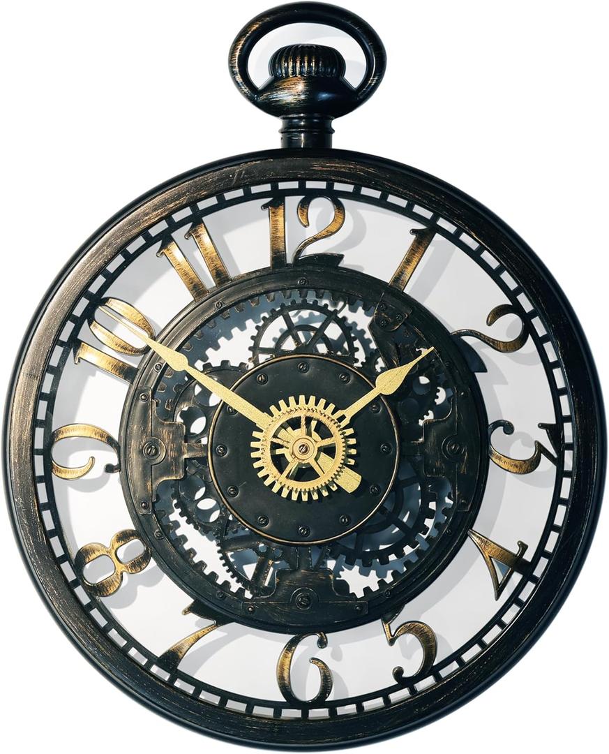 AYRELY 13IN Decorative Wall Clock - Oversized 3D Steampunk Large Wall Clock, Vintage Industrial Steampunk Large Clock for Living Room Dcor (Ring)
