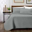 Cosy House Collection Luxury Rayon Derived from Bamboo 3-Piece Quilt Set - Ultra Soft Quilted Coverlet Bedspread - Classic Weave Stitch - Includes Quilt and 2 Pillow Shams (Full/Queen, Grey)