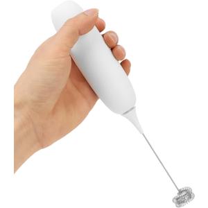 Milk Frother Handheld, Battery Operated Milk Frother Foam Maker Egg Beater Household For Coffee, Latte, , Hot Chocolate, Mini Drink Mixer, Small Baking Tool (White)