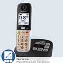 Panasonic Cordless Phone, Easy to Use with Large Display & Big Buttons, Flashing Favorites Key, Flashlight, Call Block, Volume Boost, Talking Caller ID, House Phones, 3 Handsets - KX-TGU433B