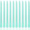 10 Inch Turquoise Green Taper Candle Set, 10 Pack Unscented Dripless Candlesticks for Family Dinner Parties Home Decoration Picnic