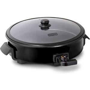 Dash Family Size Electric Skillet with 14 inch Nonstick Surface + Recipe Book for Pizza, Burgers, Cookies, Fajitas, Breakfast & More, 20 Cup Capacity, 1400-Watt - Black