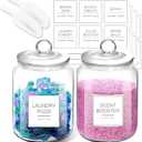 Laundry Pods Glass Jars - Half Gallon Airtight Containers with Scoop and Labels for Organization and Storage Laundry Room Detergents Powder, Scent Booster Beads Holder, Set of 2