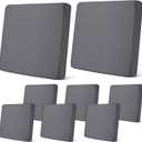 Newwiee 8Pcs Patio Cushion Covers Stretch Outdoor Cushion Cover Replacement for Patio Furniture Sofa Couch Slipcovers, Soft Flexibility Washable Furniture Protector(Waterproof Pure,Dark Gray)
