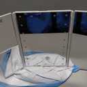 Tri-fold Lighted Vanity Makeup Mirror with 3x/2x Magnification,21 LEDs Light and Touch Screen,180 Degree Free Rotation Countertop Cosmetic Mirror,Travel (White)