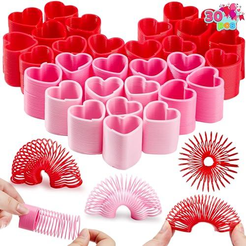 JOYIN 30 Packs Valentine’s Day Party Favors with Mini Springs Toys, Multi-Color Heart Coil Springs Toys, Stress Relief Fidget Toys for Kids Classroom Exchange, School Prize and Goodie Bag Stuffers