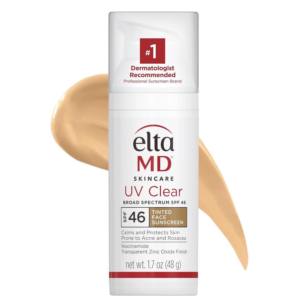 EltaMD UV Clear Tinted Face Sunscreen, SPF 46 Oil- Free with Zinc Oxide, Dermatologist Recommended (Tinted (Fair-Med Skin Tones) 1.7 oz)