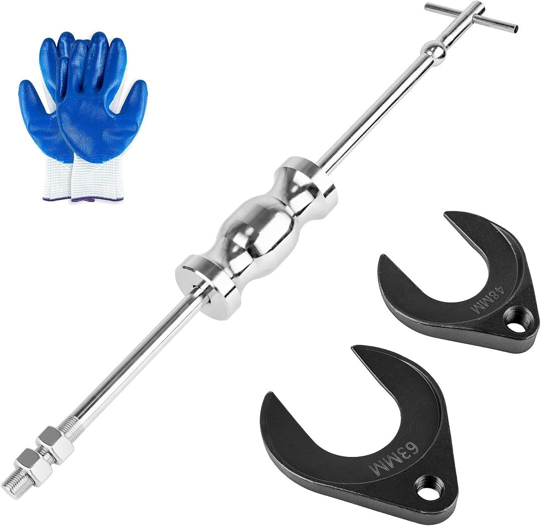 Clatoon Inner CV Axle Puller Tool with 5/8"-18 Slide Hammer, Slide Hammer Puller Set with 63mm 48mm CV Joint Fork Adapter, Axle Removal Tool for Front Wheel Drive Bearing & Joint Extraction