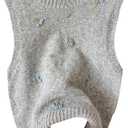 SweatyRocks Women's Crew Neck Sweater Vest Embroidered Sleeveless Pullover Sweater Tank Tops Knitwear (Large, Grey)