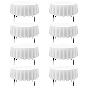 BRILLMAX 9 Pack White Round Tablecloths 90 Inch - Circle Bulk Linen Polyester Fabric Washable Table Cloth Cover for Wedding Reception Banquet Birthday Party Buffet Restaurant