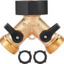 Garden Hose Splitter 2 Way Heavy Duty, Y Connector Brass Garden Hose Adapter, Hose Bib Splitter with 2 Extra Rubber Washers