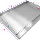 Parts DS127 Stainless Steel BBQ Cooking Griddle, Universal Flat Top Griddle with 2 Handles for Most Gas Grills, W25"D16"H2.75", Heavy Duty Stainless Steel Griddle 1pc, Large size