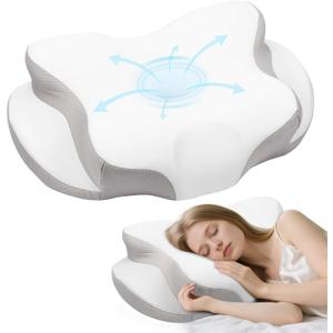 Cervical Neck Pillow, Ergonomic Contour Pillows for Neck and Shoulder Pain Relief, Orthopedic Memory Foam Pillows for Side Back Stomach Sleepers with Cool Pillowcase