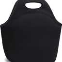 YOUBDM Neoprene Lunch Bags Thermal Insulated Lunch Tote Bag Reusable Washable Neoprene Picnic Bag for Women Men (Black)