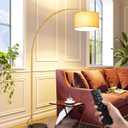 EDISHINE 78.3" Gold Arched Floor Lamp with Remote, Mid Century Modern Reading Light Over Chair, Tall Arc Standing Lamp for Living Room, Home Office, Reading Room, Dining Room, Dimmable Bulb Included