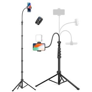 Phone Tripod, 86" Tall Tripod for iPhone with Flexible Gooseneck & Remote, Portable Aluminum Cellphone Stand for Selfies, Video Recording,Travel, Compatible with iPhone Android