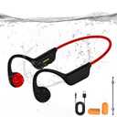 Bone Conduction Swimming Headphones, IPX8 Waterproof MP3 Player Open-Ear Headphones, Bluetooth 5.4 Bone Conduction Headphones, Wireless Sports Earbuds for Swimming, Running, Cycling (Red)