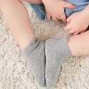 Zaples Baby Non Slip Grip Ankle Socks with Non Skid Soles for Infants Toddlers Kids Boys Girls (Black, S)