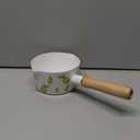 Enamel Milk Pot, Butter Warmer Non-stick Saucepan, 6 Inch 37 Oz Cookware with Wooden Handle