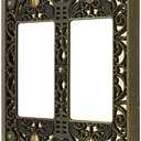 Amerelle 65RRAB Filigree Wallplate, 2 Rocker, Cast Metal, Antique Brass, 1-Pack