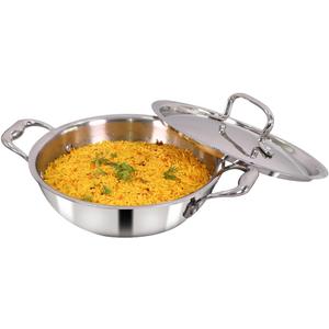 Wonderchef Nigella Tri-ply Stainless Steel 24 cm Kadhai with Lid 2.2 litres 2.6mm Thickness Kadai with Induction Base Compatible with All cooktops, 20 cm Silver