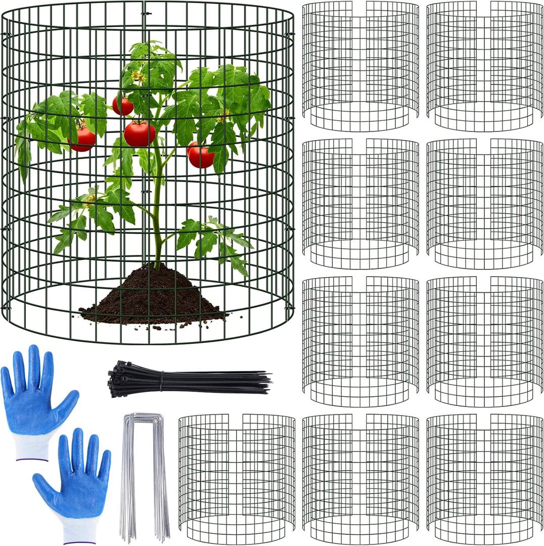 10 Pack Plant Protectors from Animals, 13.5" Dia X 14" H Wire Plant Protector Cage, 30pcs Metal Mesh Garden Cloches to Keep Rabbits, Squirrels and Chicken Out and Protection Vegetables Flowers Shrubs