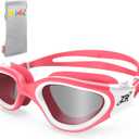 ZIONOR Kids Swim Goggles, G1 MINI UV Protection Anti-Fog Polarized Swimming Goggles for Age 6-14 (A9(bright Smoke Lens + Pinkwhite Frame))