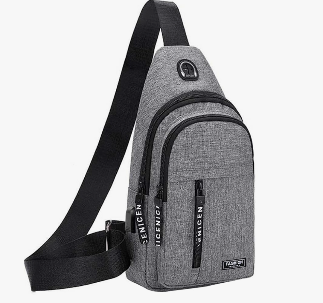 Generic Todays Deals in Clearance, Sling Bag for Women Men, Crossbody Bags, Chest Bag, Sling Backpack with USB Hole, Gray