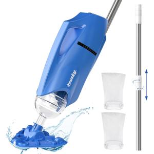 Pool Vacuum for Above Ground Pool: Cordless Handheld Pool Vacuum w/Telescopic Pole, Rechargeable Swimming Pool Cleaner for Inground Pools and Hot Tubs, Powerful Suction up to 18 Gallons/Min.