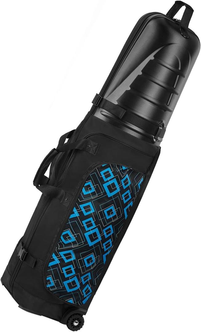 Golf Travel Bags for Airlines with Reinforced Wheels, Hard Case Top and 1680D Heavy Duty Oxford Protect Golf Clubs, Lightweight and Easy to Use (Blue)