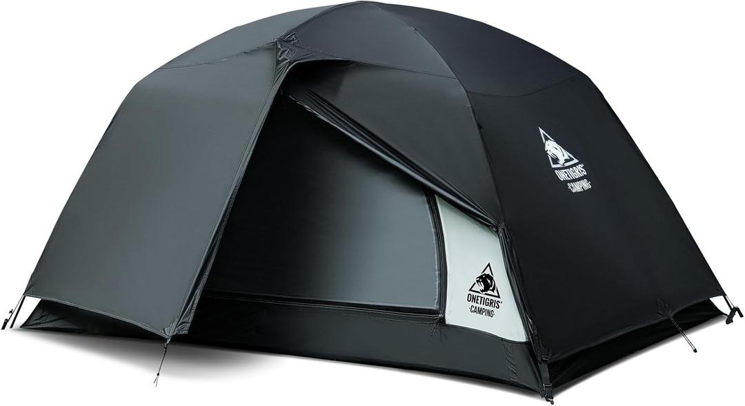 OneTigris Stella 4 Season Camping Tent Backpacking 2 Person Waterproof Lightweight Easy Setup Instant 3000mm Waterproof Rating Outdoor Hiking Tent (Black)