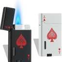 Ace Classic Butane Torch Lighter, Refillable Card Lighter with Double Jet Flame and Visible Window, Ideal Gift for Men and Women, Without Butane(Black+White)