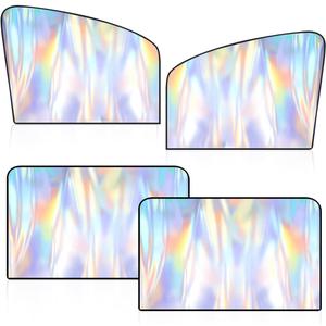Holographic Front & Rear Car Window Shades, Magnetic Car Side Window Covers, Blackout Auto Privacy Curtains for Blocking Sunlight, Camping, Napping, Sleeping, Breastfeeding (4PCS) (19.09 x 33.85 inch)