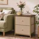 Sweetcrispy Nightstands Set of 2 with 2 Storage Drawer, Small Bedside Table, 11.8"D x 18"W x 20"H , 2 Pack