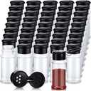 50 Pcs Plastic Spice Jars with Shaker Lids Containers Black Plastic Spice Bottles Seasoning Shaker Jars 3.3 Oz/ 100ml Seasoning Holder for Storing Herbs Powders