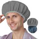 Years calm Men Shower Cap Reusable Waterproof, Dual-Layer Design, Double-Sided Use,Protects Hair in Shower, Spa, Travel & Cooking, Adjustable Elastic for Comfortable Fit (Blue Disguise, One Size)