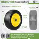 2 PCS 11x4.00-5" Lawn Mower Tires Flat Free,3/4" 5/8" 1/2" Bushing,3.4"-4"-4.5"-5" Centered Hub,Universal Fit Smooth Tread Tire for Zero Turn Lawn Mowers,with Universal Adapter Kit(Yellow Rim)