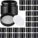 Glass Jars with Lids,Eco-Friendly Cosmetic Containers with Airtight Black Lids & Liners, Multi-Color Options for Cream, Lotion, Body Butter, DIY Skincare Travel Jars (Black, 2oz)