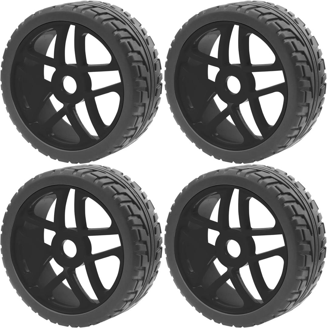 ShareGoo OD 4.52" 1/8 RC Buggy Rubber Tires Tyre w/Plastic Rim 17mm Hex Compatible with Arrma Kyosho Exceed RC Traxxas Redcat HSP HPI 1/8 Scale Off Road Car Buggy, Black,3 pcs