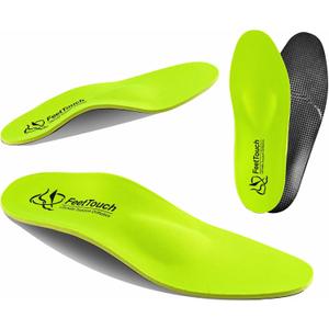 FeetTouch Strong Arch Support Orthotics for Metatarsalgia, Morton's Neuroma, Ball of Foot Pain Relief, Plantar Fasciitis, Flat Feet with Poron Heel Cushion, Unisex, Lemon Green, M 5-5-5, W 7-7-5