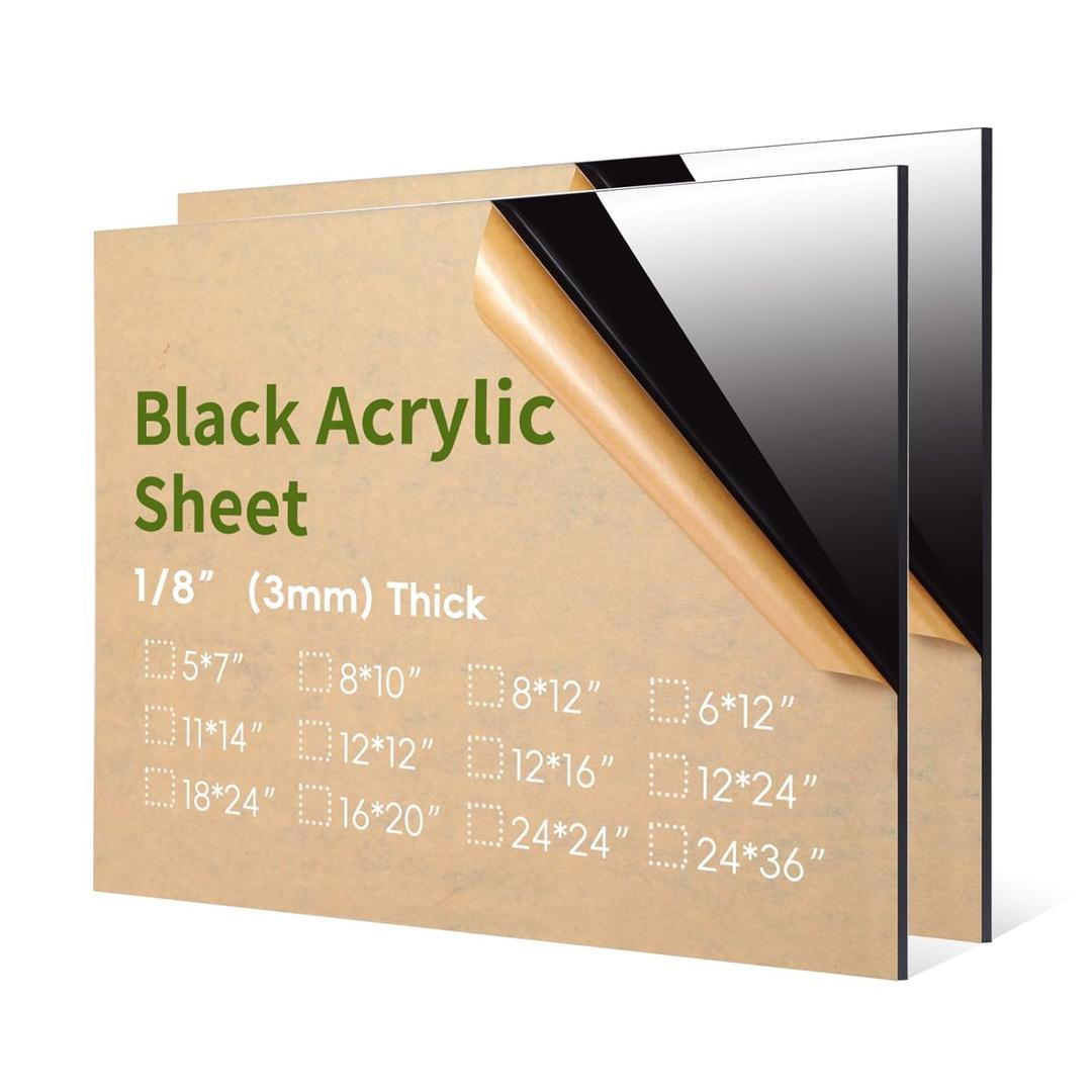 2 Pieces 8" x 10" Cast Plexiglass Sheet -1/8" Thick Clear Acrylic Sheet Clear Plastic Sheet, for Sign,Craft, Photo Frame, DIY Display Projects