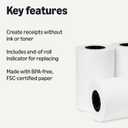 Amazon Basics Thermal Paper Receipt Rolls for POS, 2 1/4" x 50', BPA-Free, FSC Certified, Recycled Materials, White, 50 Rolls