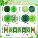 St. Patrick’s Day 12ct Party Decorations Supplies Kits, Green Shamrock Garland Banner with Paper Fans Lantern Honeycomb Ball