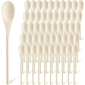 50 Pcs 10 Inch Wooden Spoons Bulk for Cooking Handle Long Wooden Spoons Stirring Spoons Oval Wood Mixing Spoons for Baking Mixing Serving Stirring Cooking Tasting Crafts