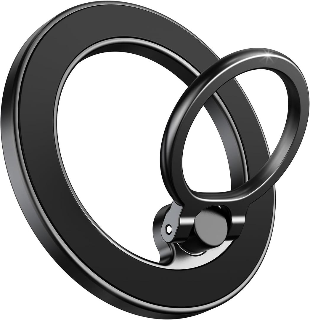 Fashionable Magnetic Phone Ring Holder for Magsafe, Magnet Finger Ring Grip Stand, Compatible with PopS0ckets MagSafe Accessories for Women iPhone 16 e, 15,14, 13, 12 11 Pro/Max/Plus, Black