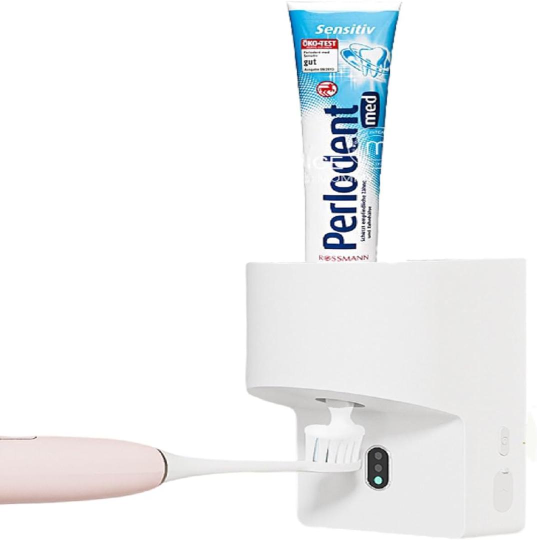 Automatic Induction Toothpaste Dispenser Wall Mounted for Bathroom,1800mAh Rechargeable,4 Gears Electric Toothpaste Squeezer Dispenser for Kids and Adults (White)