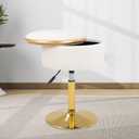Adjustable Vanity Stool with Storage, 360 Swivel Makeup Stool Chair Small Velvet Round Ottoman with Gold Base for Bedroom (Beige), 23.6 inches x 13.1 inches
