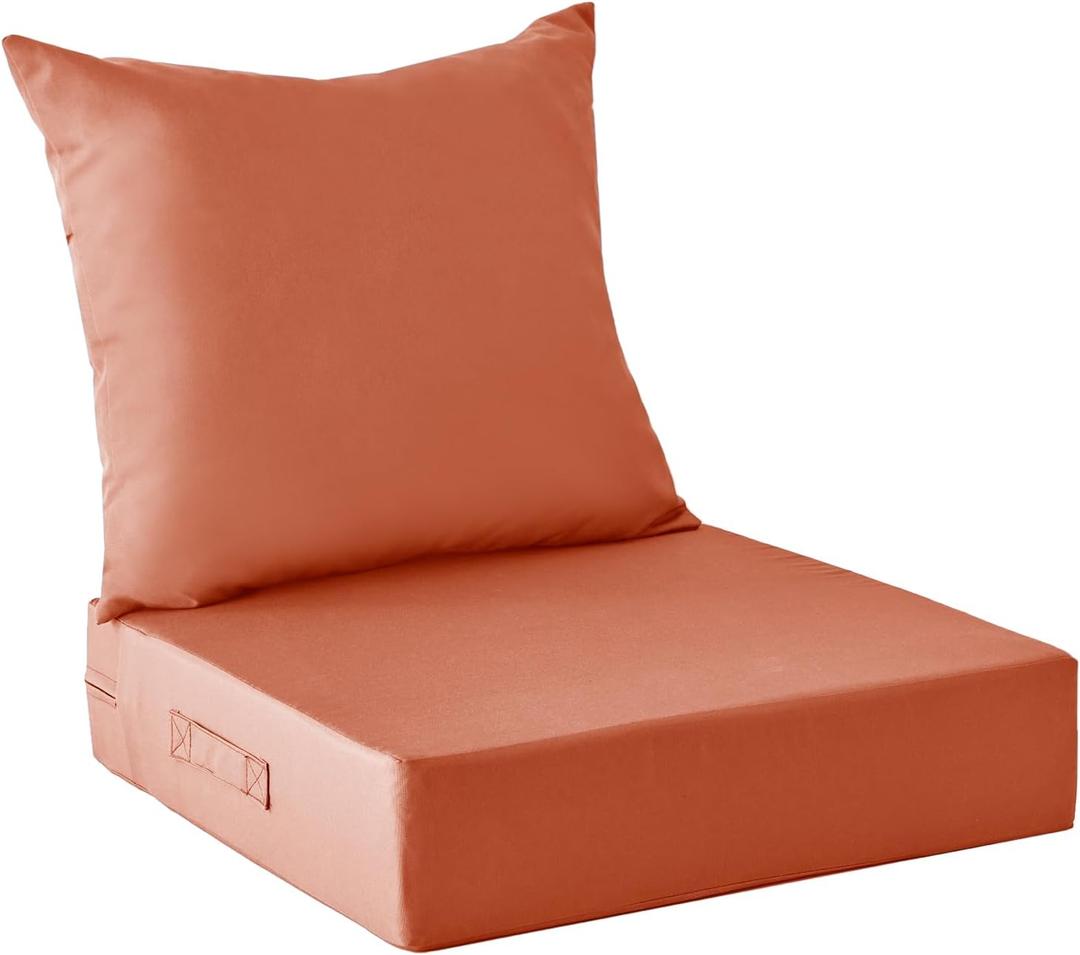 Outdoor Cushions for Patio Furniture,Outdoor Seat Cushion Set 24 x 24 x 5.75 Inch,Waterproof & Fade Resistant Outdoor Chair Cushions,Deep Patio Chair Cushion with Removable Cover,Spice